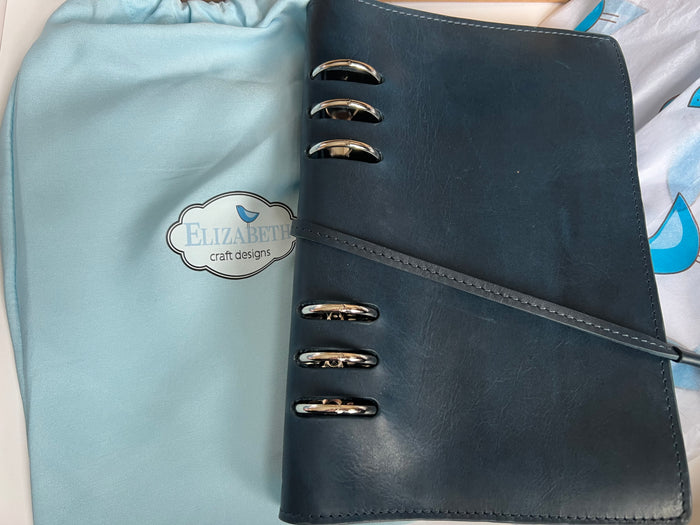 Blue Italian leather planner by Elizabeth craft designs