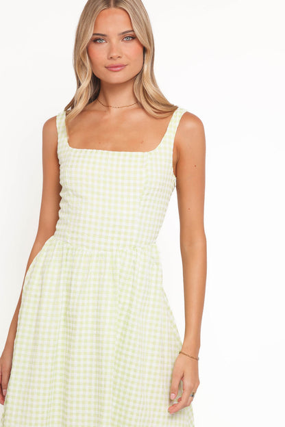 Petal and Pup USA DRESSES Amberlyn Maxi Dress - Green Gingham