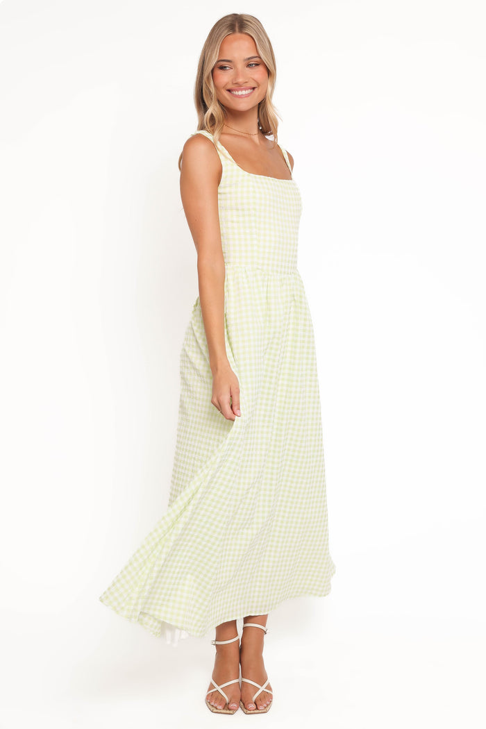 Petal and Pup USA DRESSES Amberlyn Maxi Dress - Green Gingham