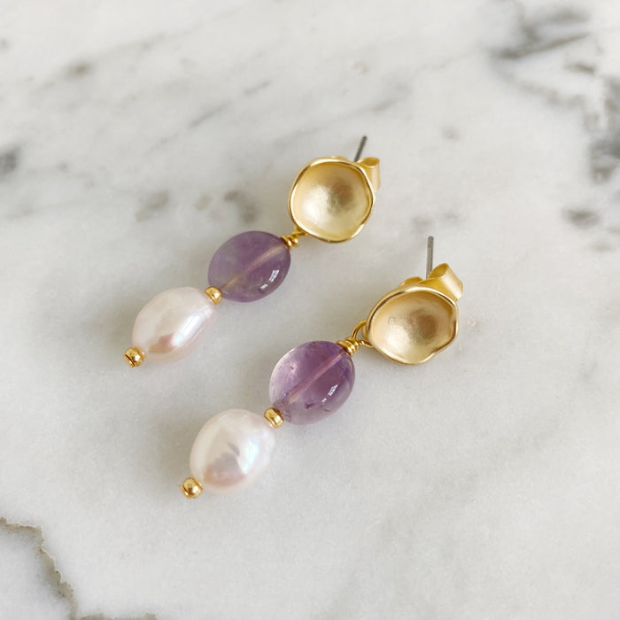 Amethyst and Pearl Earrings