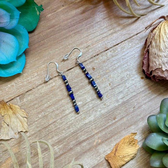 Blue Lapis Cube Dangle Earrings - Deadwood South Boutique & Company LLC