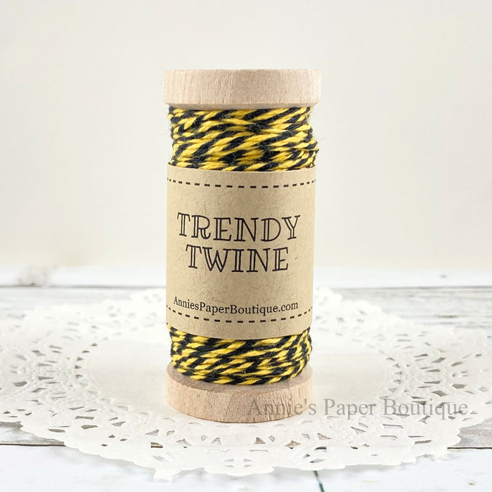 Bumblebee Petite Trendy Twine - Yellow and black twine on a wooden spool