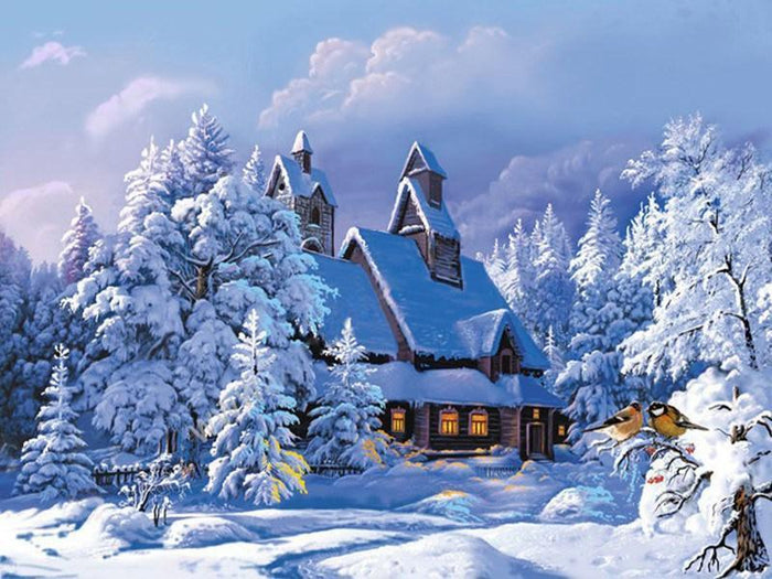 Cabin White Diamond Painting Kit - DIY