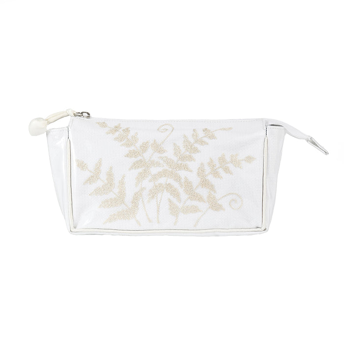 Ivory Fern small makeup bag with botanical embroidery by Lenora