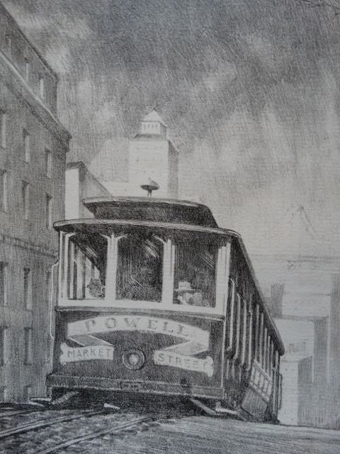 Frederic Watts Lithograph: San Francisco Cable Car