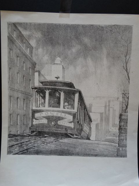 Frederic Watts Lithograph: San Francisco Cable Car