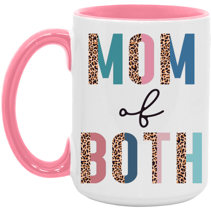 Half Leopard Mom of Both ceramic coffee mug, product photo 2