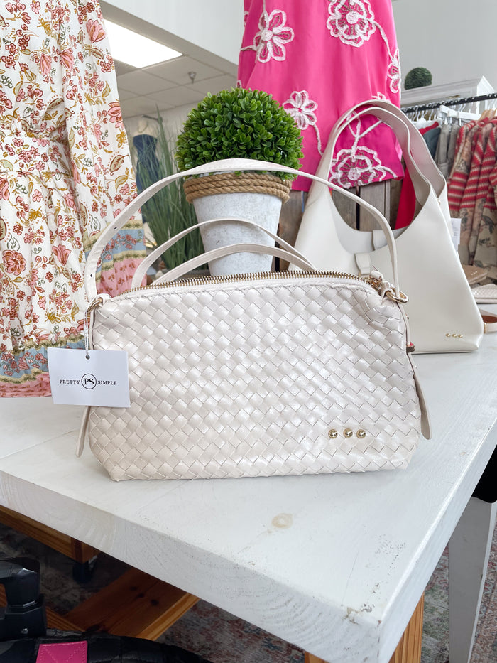 Harper Hobo Woven Shoulder Bag-Cream