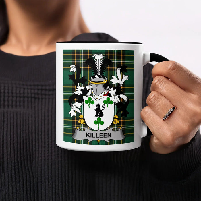 Killeen Irish heritage mug with black handle and interior