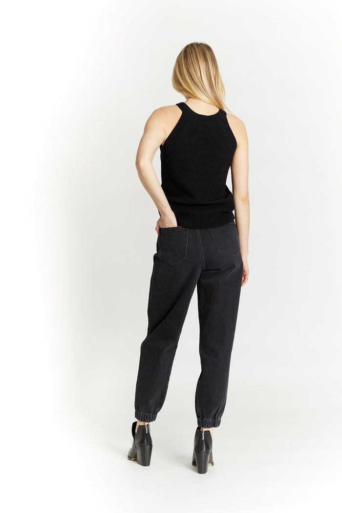Knit Halter with Crew Neck