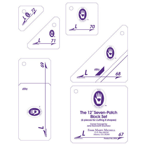 Marti Michell Perfect Patchwork Templates Set L 12" Seven-Patch Block