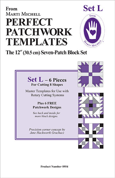 Marti Michell Perfect Patchwork Templates Set L 12" Seven-Patch Block