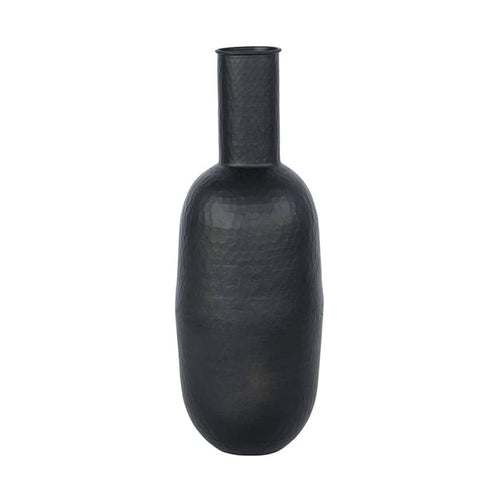 Matteo Hammered Vase Vase Leather Gallery 23 x 60cm Black