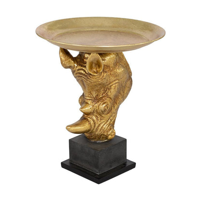 Metallic Rhino with Tray Ornament Ornament Leather Gallery