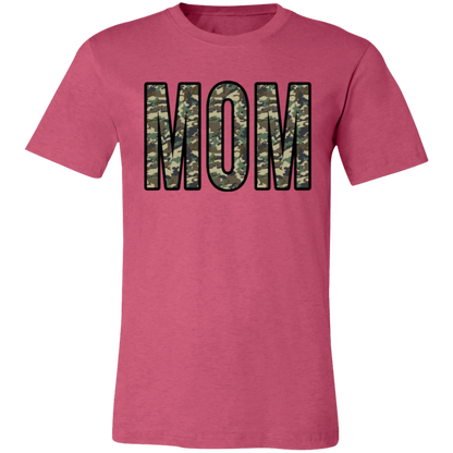 Mom Camo graphic t-shirt in Heather Raspberry