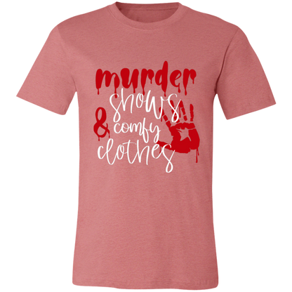 Murder Shows and Comfy Clothes graphic t-shirt in Heather Mauve