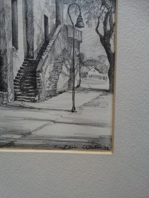 Original Frederic Watts drawing, San Gabriel Mission