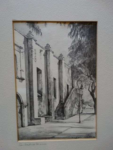 Original Frederic Watts drawing, San Gabriel Mission