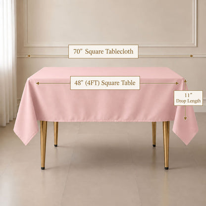 blush polyester square table overlay
