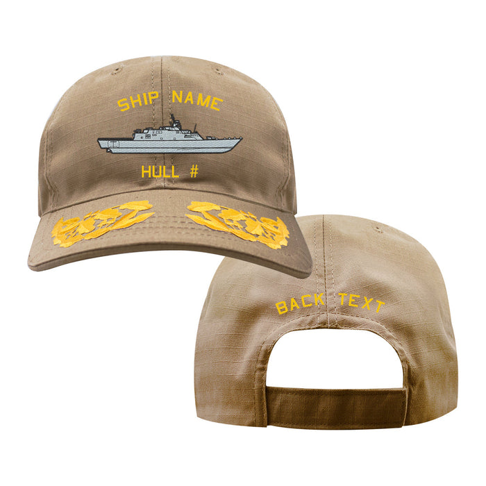 U.S. Navy Custom Ship Cap - Coyote - Admiral Scrambled Eggs - Freedom Class Littoral Combat Ship Hats and Caps