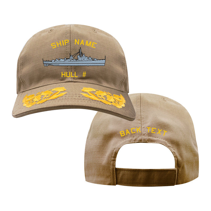 U.S. Navy Custom Ship Cap - Coyote - Admiral Scrambled Eggs -Gearing Class Destroyer Hats and Caps