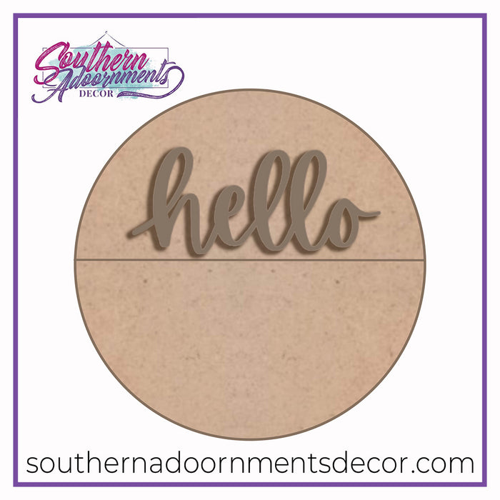 18" Hello door hanger ETCHED with 3D Designs