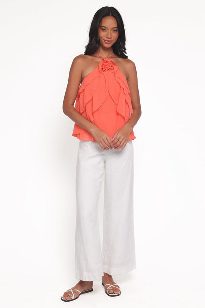 Petal and Pup USA TOPS Zorina Halter Neck Chiffon Top - Sherbert